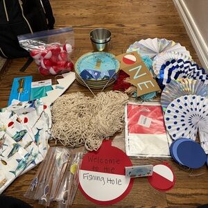 Nautical Party Supplies Set with Red and Blue Accents